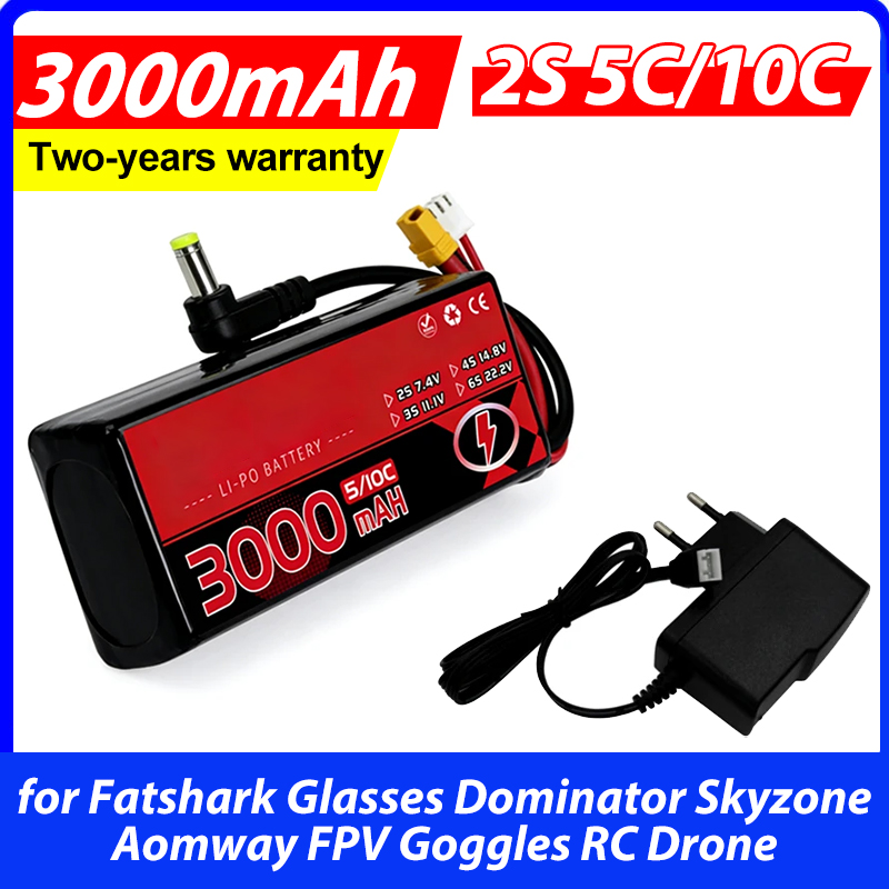 Skyzone Sky04X Pro Oled Fpv Goggles - Baterai Lipo 3000MAH 2S 5C 10C